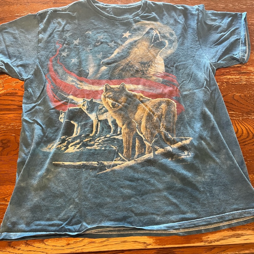 Liquid Blue Patriotic Wolf Pack T-Shirt